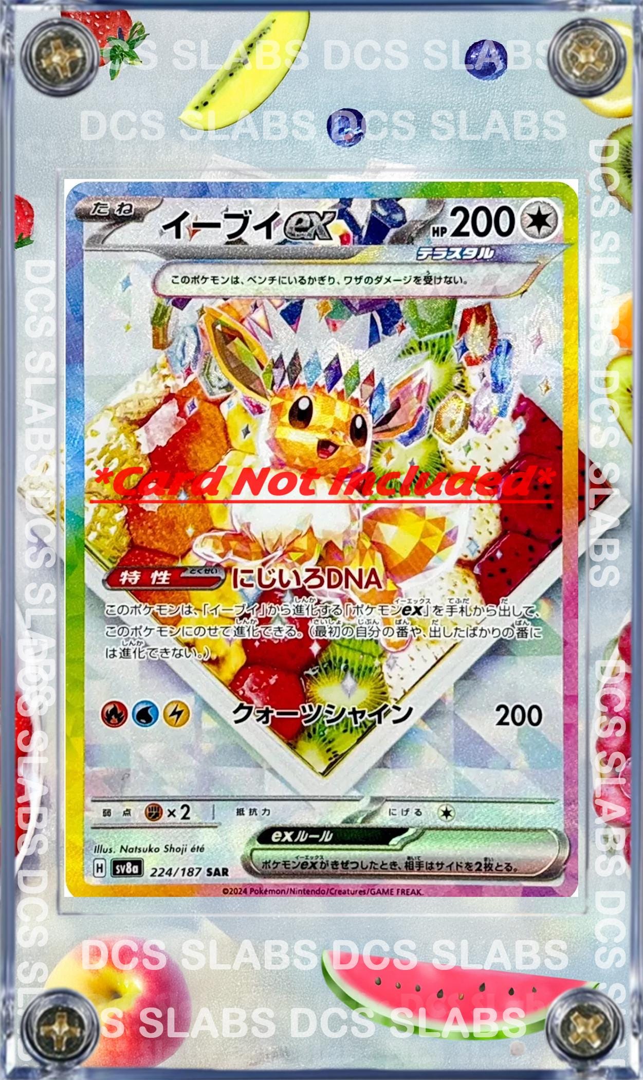 x2 Pokemon Card Eevee ex SAR 223/187 & 224/187 sv8a Terastal Festival Pristmatic Evolutions Custom Case