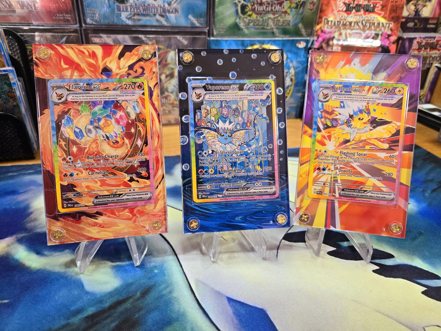 x3 Pokemon Card Jolteon, Vaporeon, Flareon EX SIR 146,149,153 Prismatic Evolutions Custom Cases