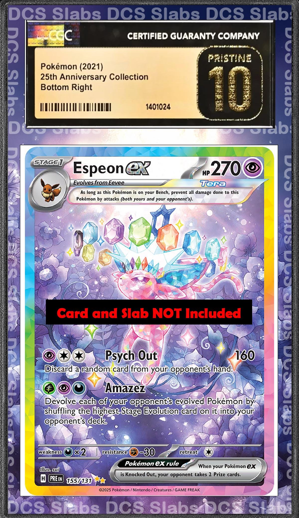 Espeon ex 155/131 PSA bgs CGC tag Extended Artwork Pokemon TCG from Prismatic Evolutions