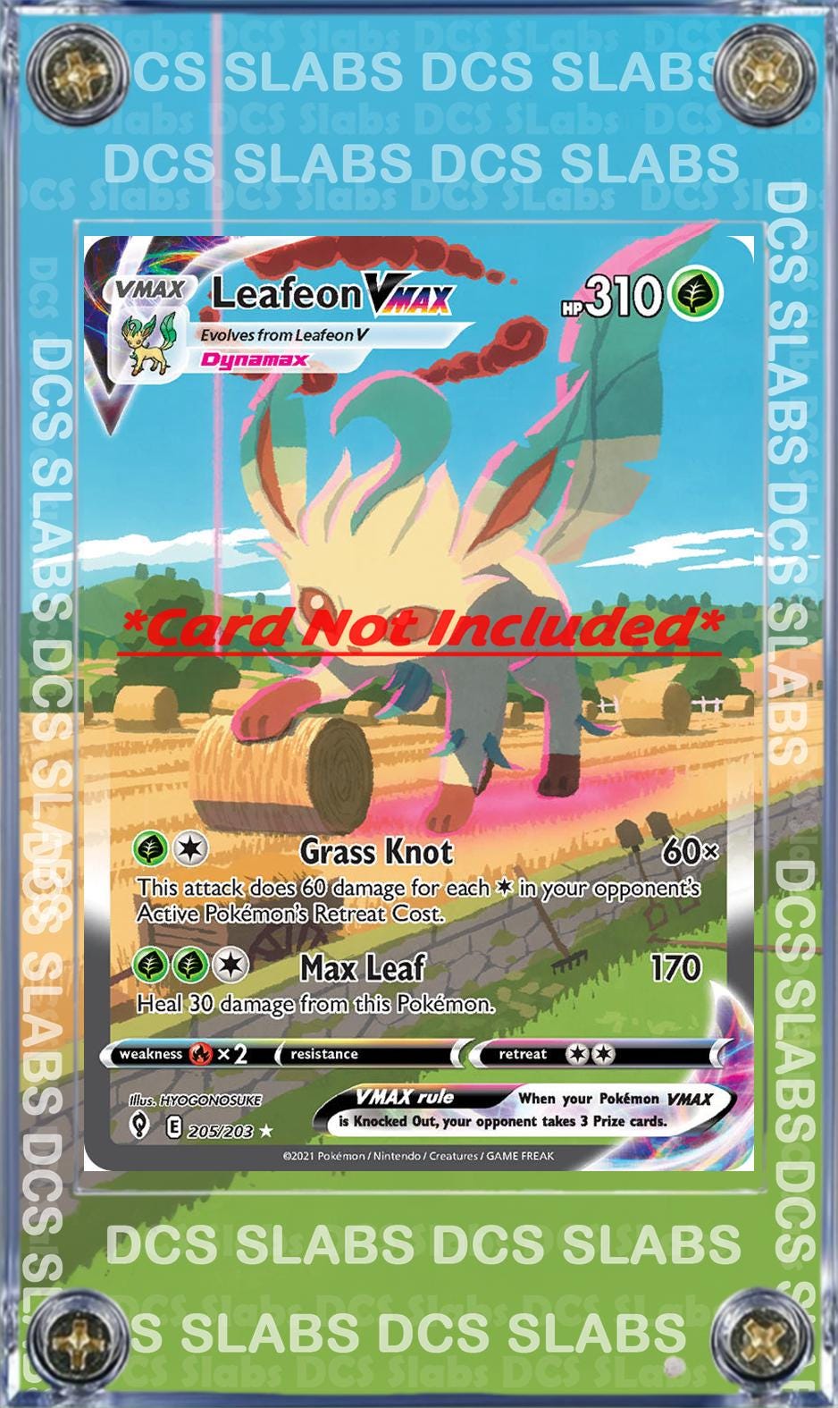 x2 Pokemon Leafeon V & Vmax Alt Art 205/203 167/203 Evolving Skies Custom Display Cases