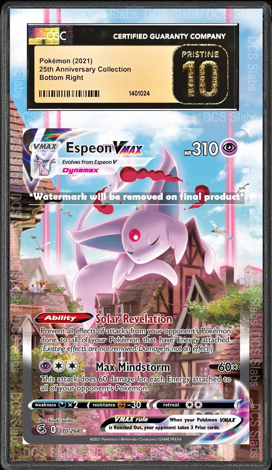 Espeon VMAX Alt Art 270/264 CGC BGS Display Extend Art for Graded Pokemon Slab