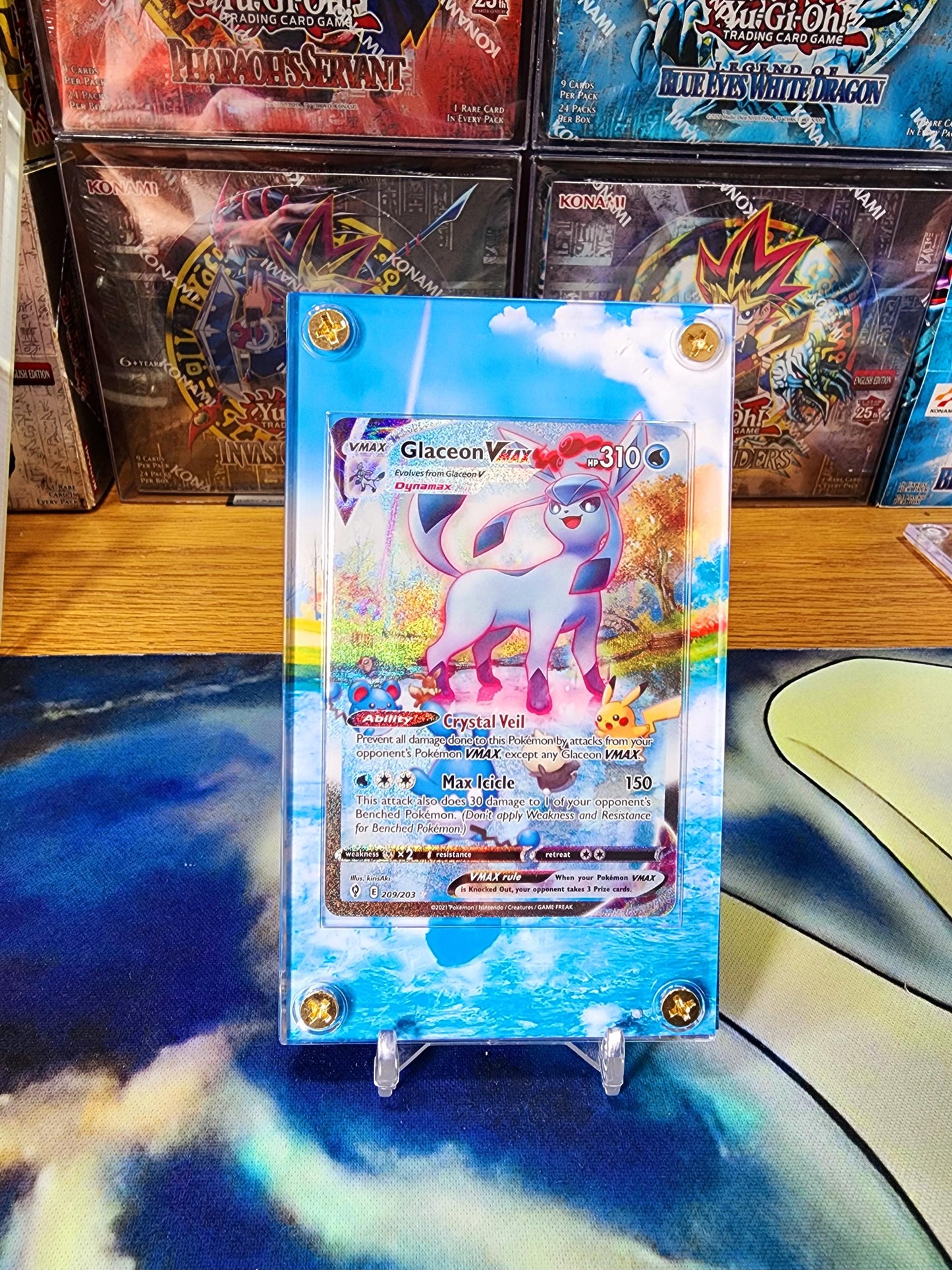 x2 Pokemon Glaceon V & Vmax Alt Art 175/203 209/203 Evolving Skies Custom Case Slab