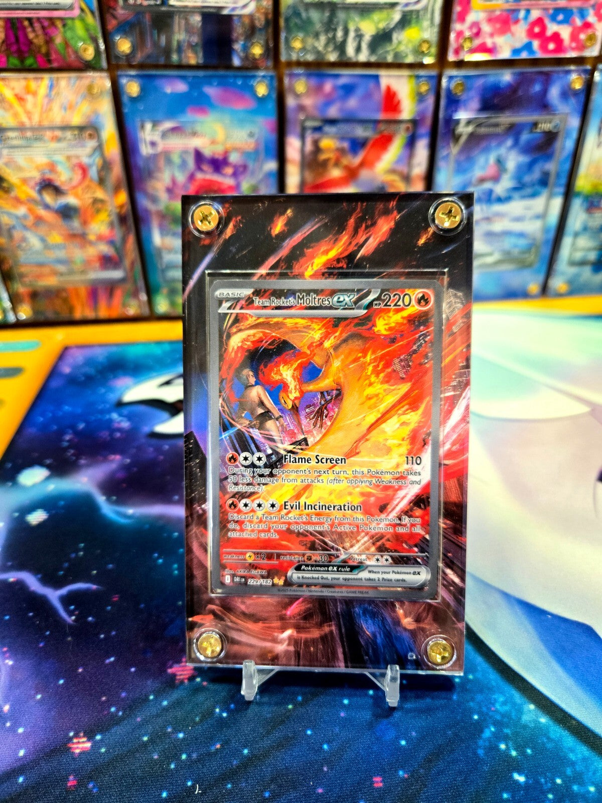 Pokemon Team Rocket's Moltres ex 229/182 Destined Rival Extended Art Case