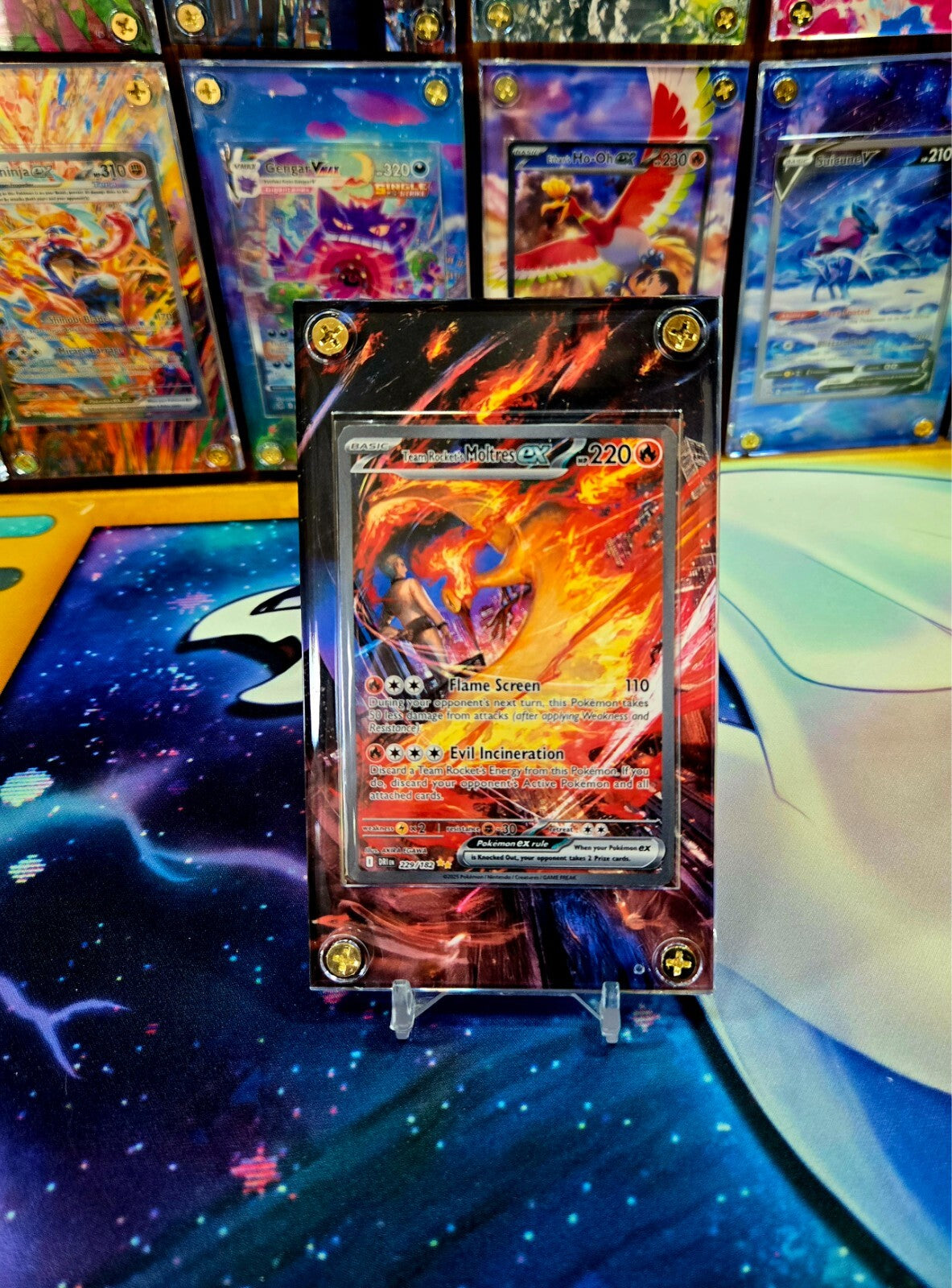 Pokemon Team Rocket's Moltres ex 229/182 Destined Rival Extended Art Case