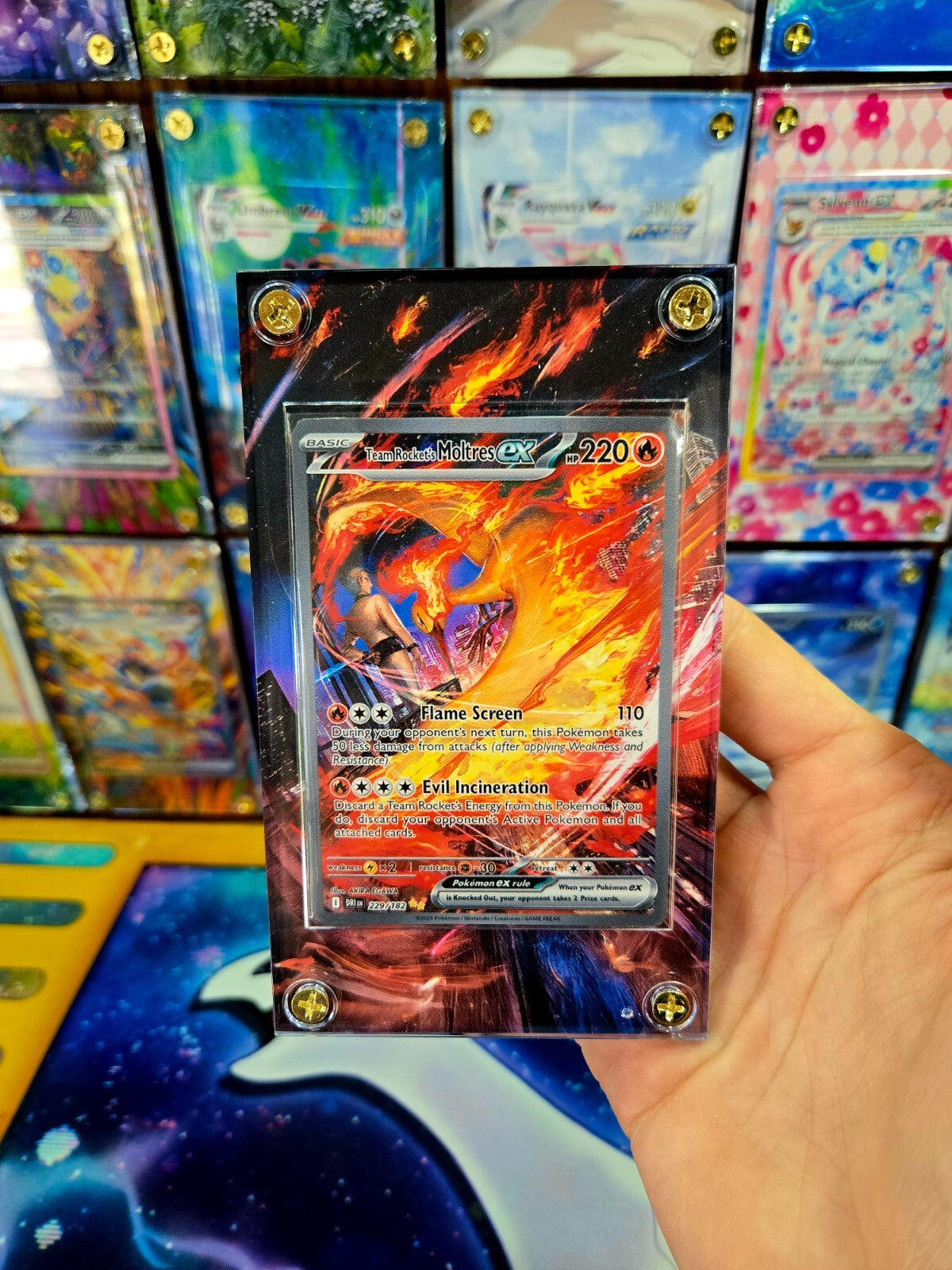 Pokemon Team Rocket's Moltres ex 229/182 Destined Rival Extended Art Case