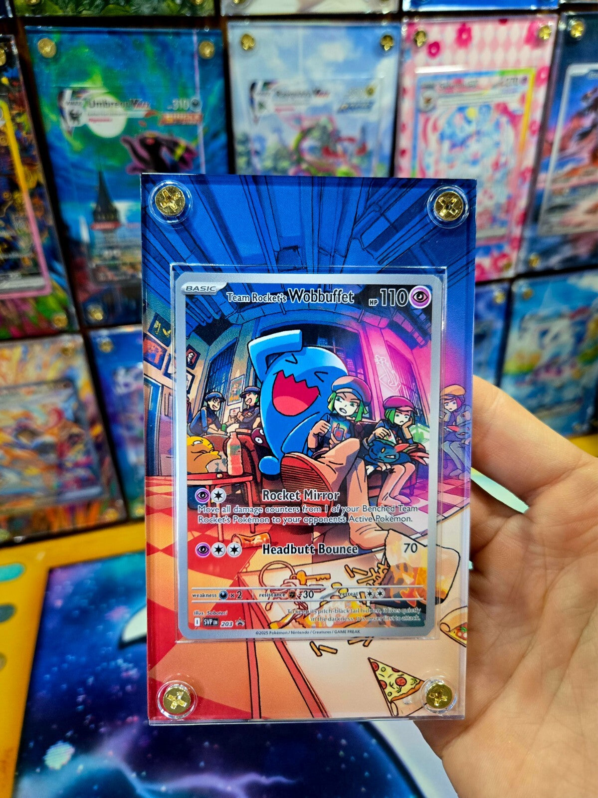 Pokemon Team Rocket’s Wobbuffet 203 Promo Destined Rivals Extended Art Case