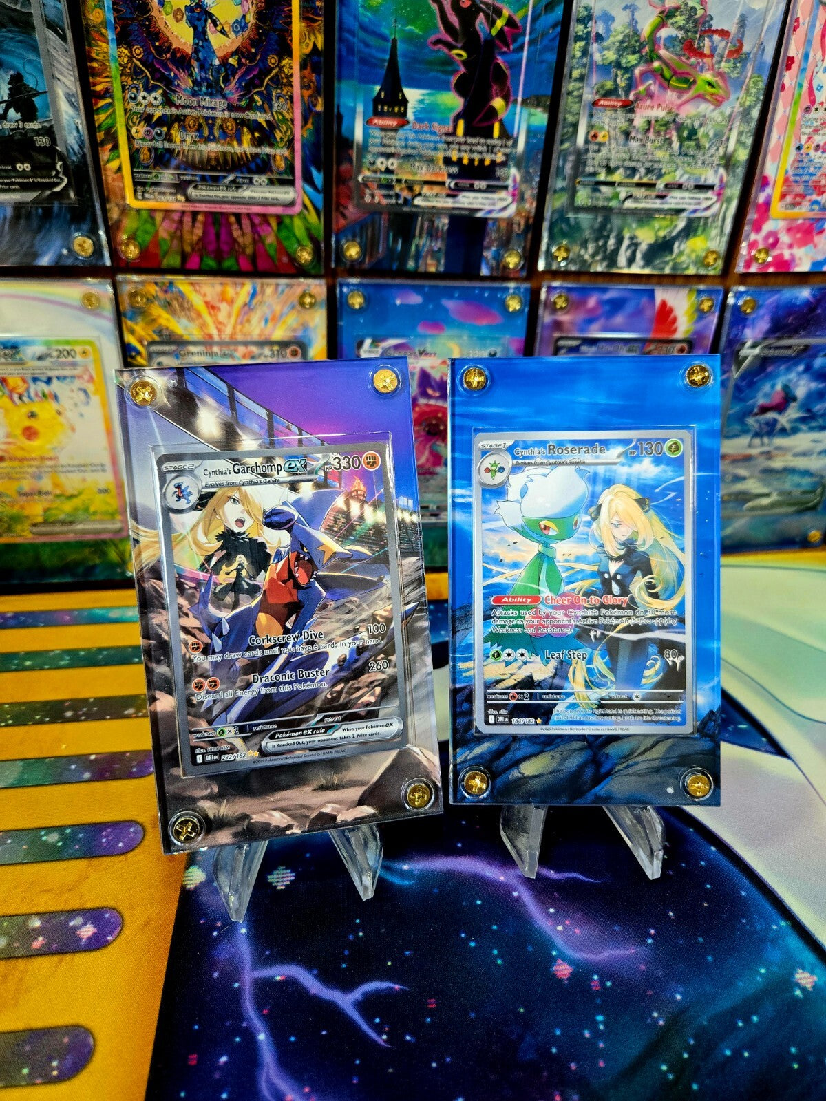 x2 Pokemon Cynthia's Garchomp EX 232 Roserade Destined Rivals Extended Art Case