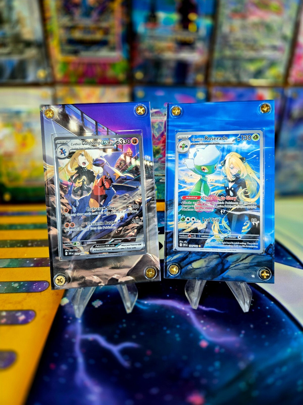 x2 Pokemon Cynthia's Garchomp EX 232 Roserade Destined Rivals Extended Art Case