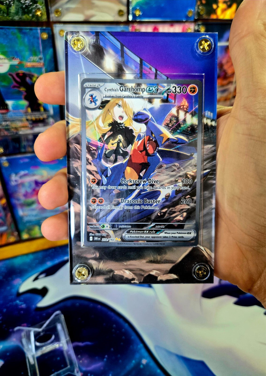 Pokemon Cynthia's Garchomp EX SIR 232/182 Destined Rival Extended Art Case