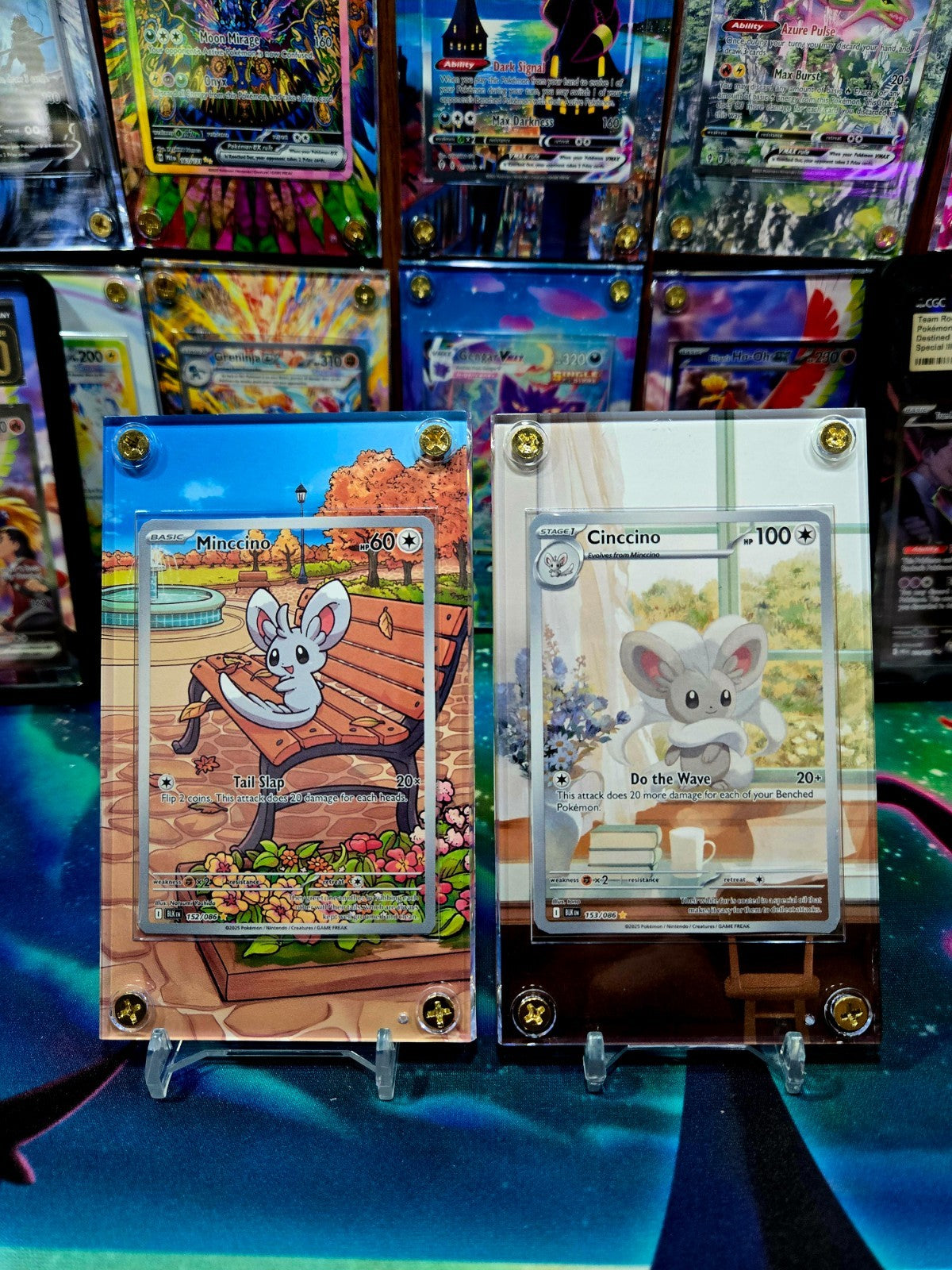 x2 Pokemon Minccino Cinccino 152 153/086 IR Black Bolt Extended Art Case