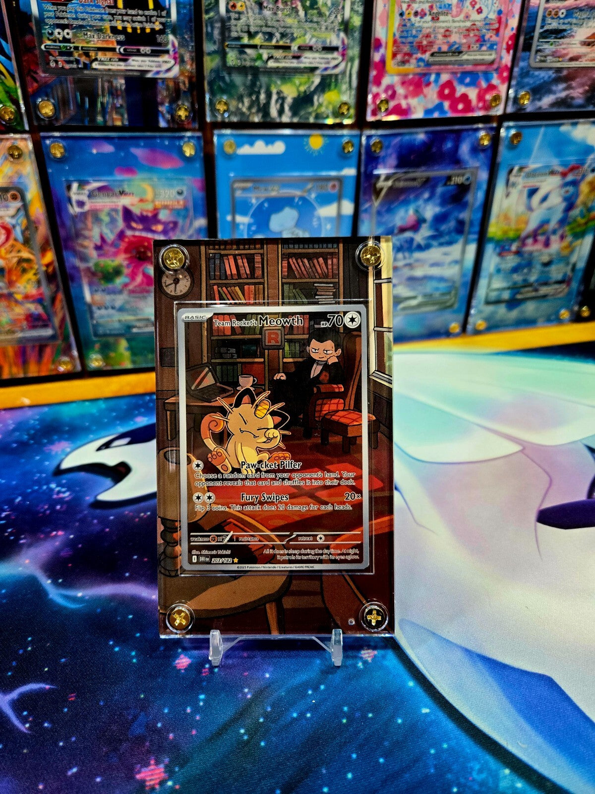Pokemon Team Rocket’s Meowth 203/182 Destined Rival Extended Art Case
