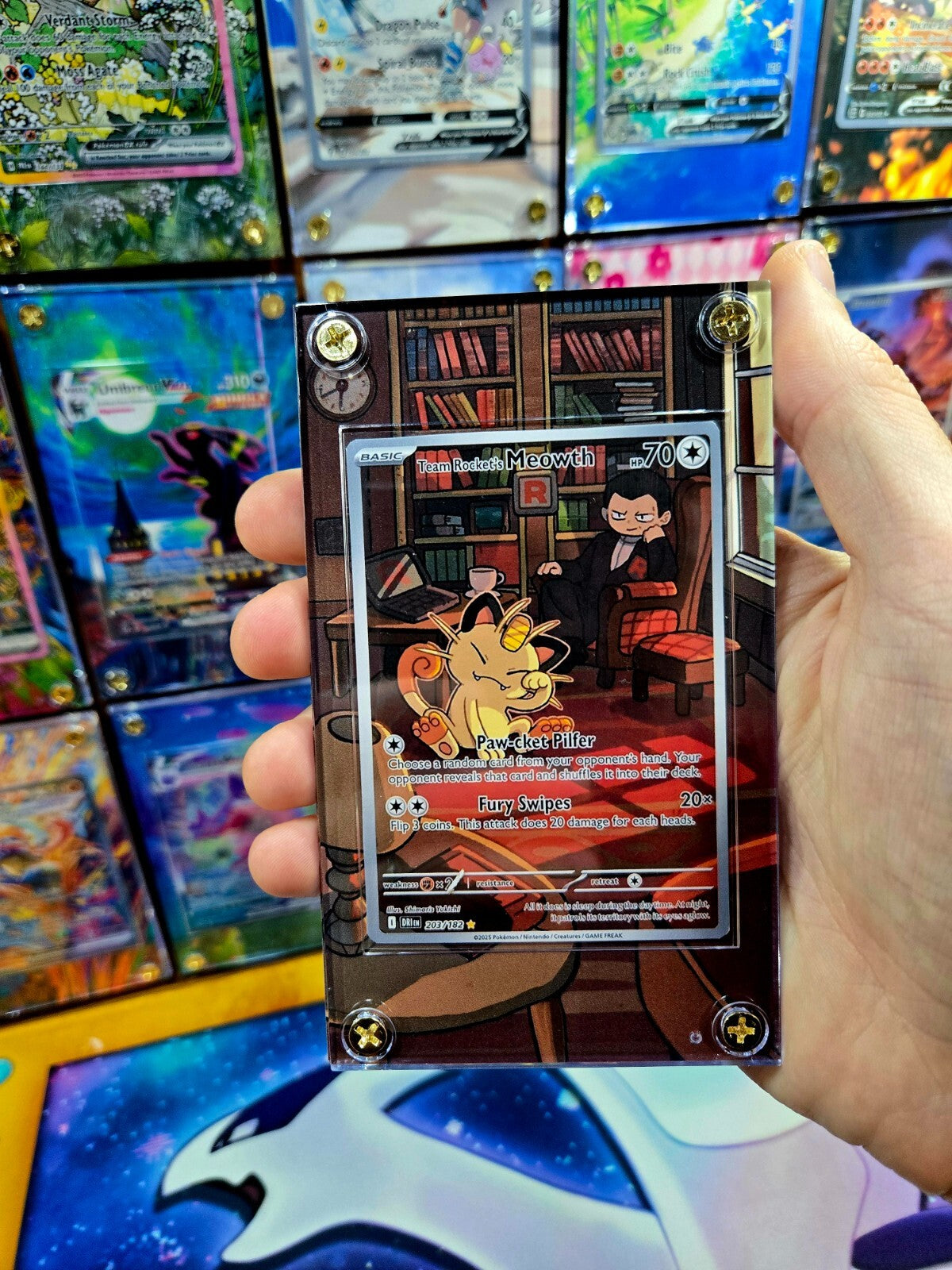 Pokemon Team Rocket’s Meowth 203/182 Destined Rival Extended Art Case
