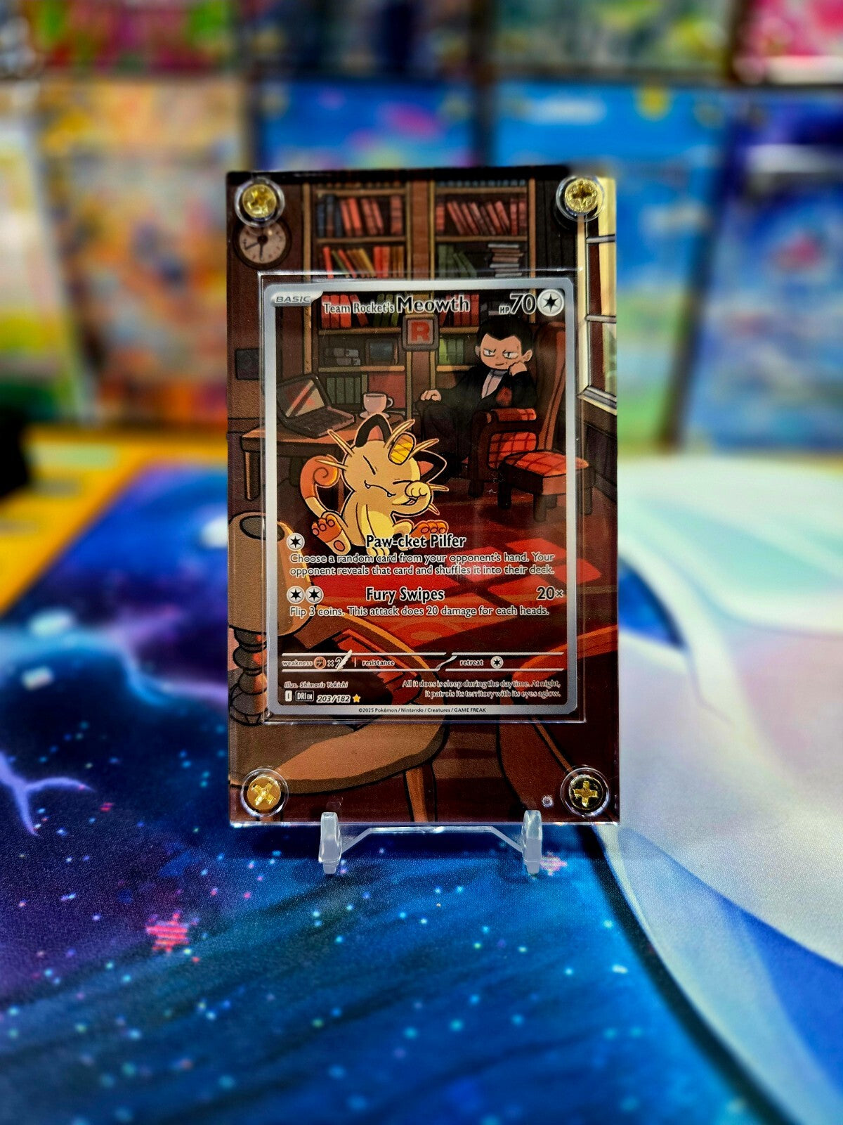 Pokemon Team Rocket’s Meowth 203/182 Destined Rival Extended Art Case