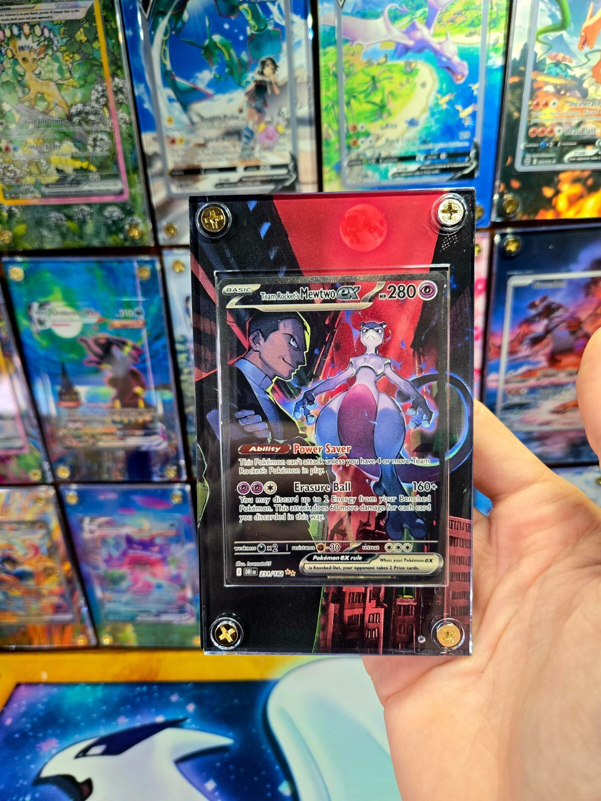 Pokemon Team Rocket's Mewtwo ex SIR 231/182 Destined Rival Extended Art Case