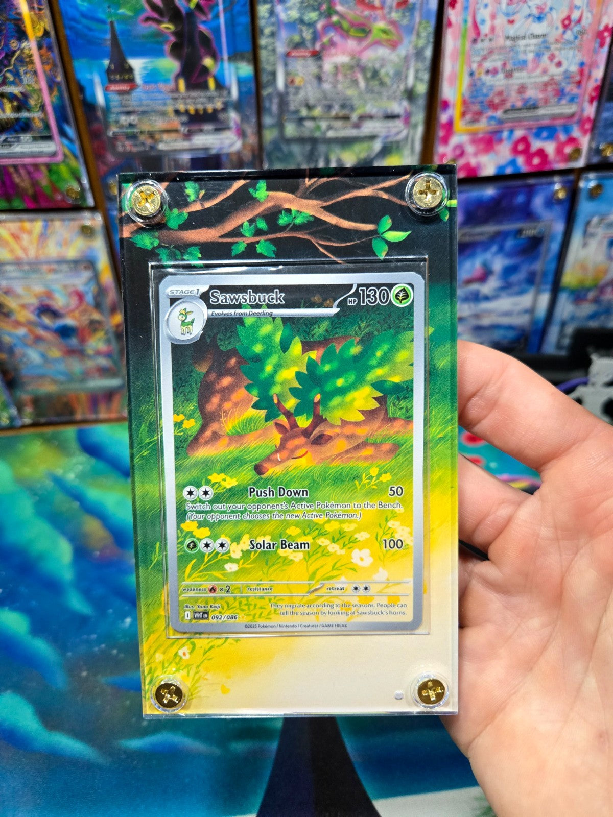 Pokemon Sawsbuck 092/086 IR White Flare Extended Art Case
