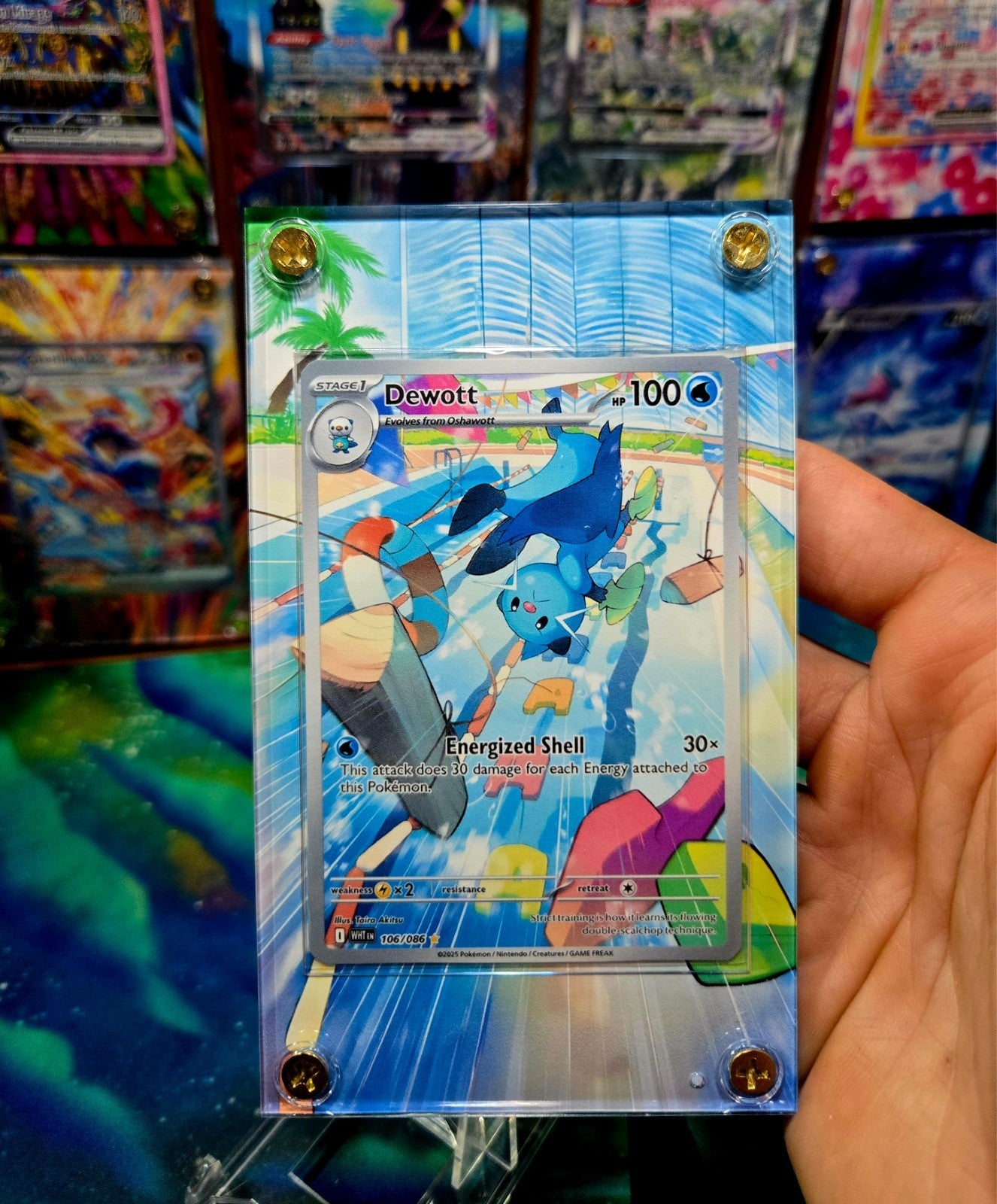 Pokemon Dewott IR 106/086 White Flare Extended Art Case