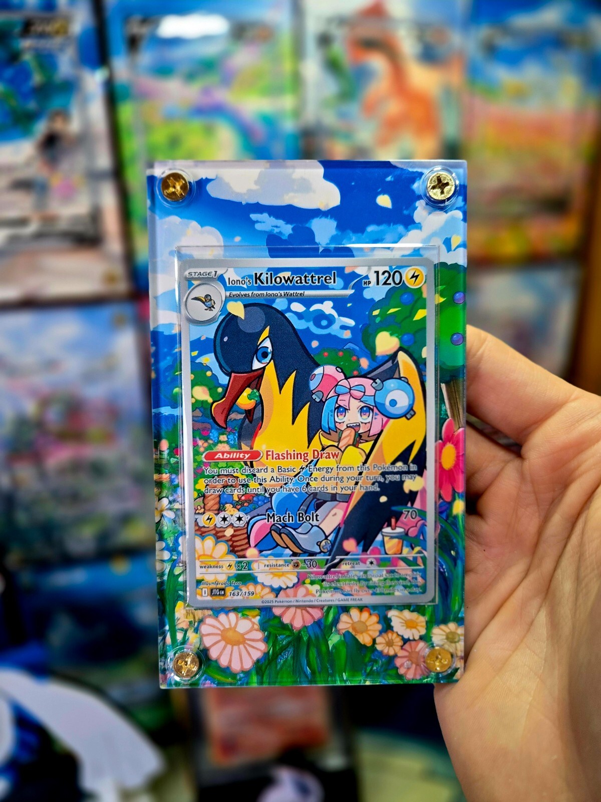 Pokemon Iono's Kilowattrel 163/159 Journey Together Extended Art Custom Case