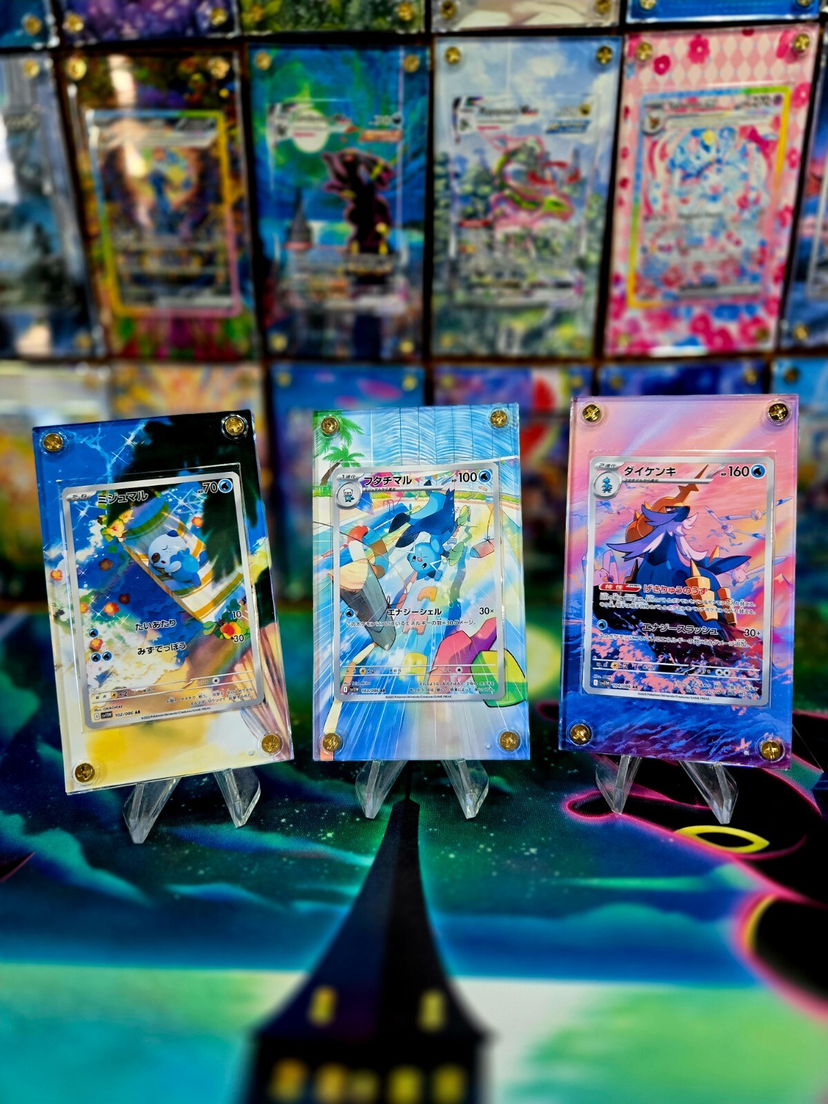 x3 Pokemon Oshawott Dewott Samurott AR 102 103 104 White Flare Extended Art Case