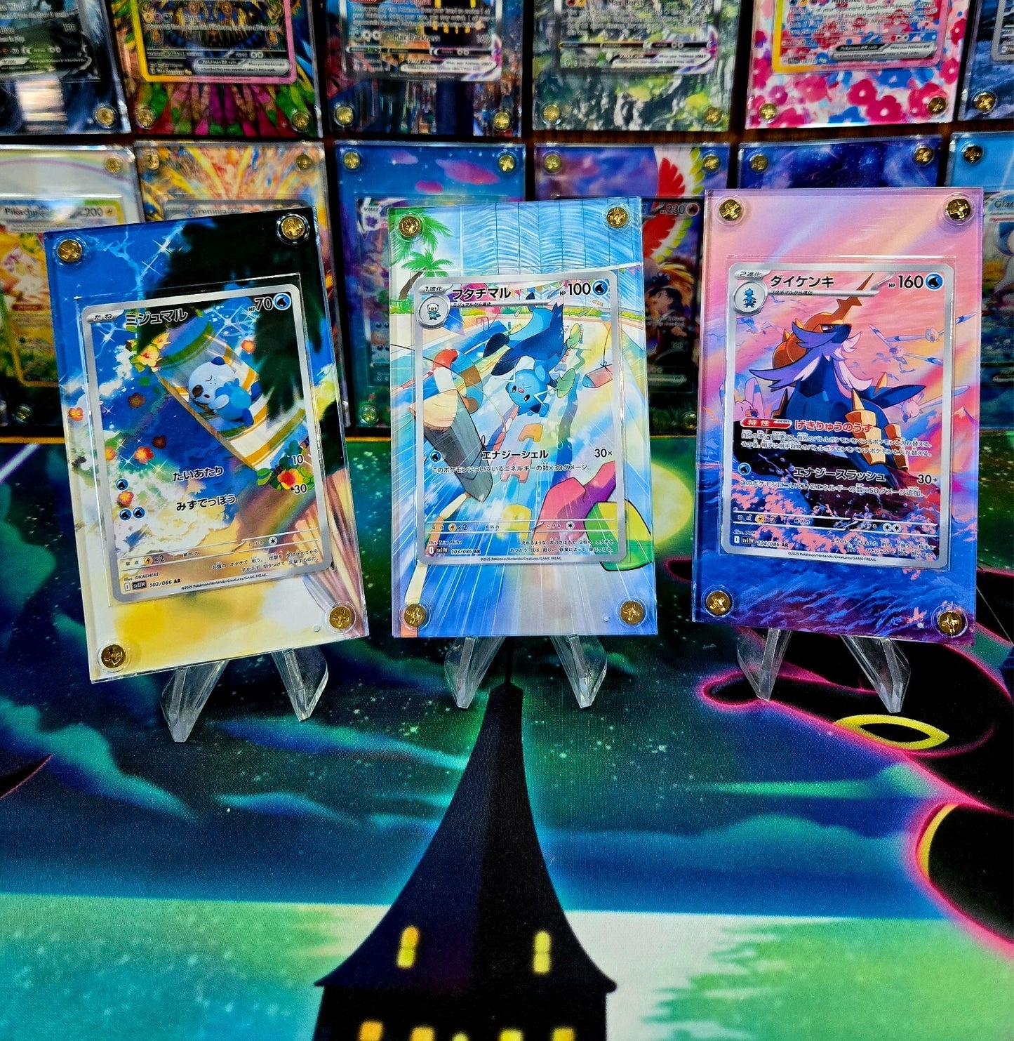 x3 Pokemon Oshawott Dewott Samurott AR 102 103 104 White Flare Extended Art Case