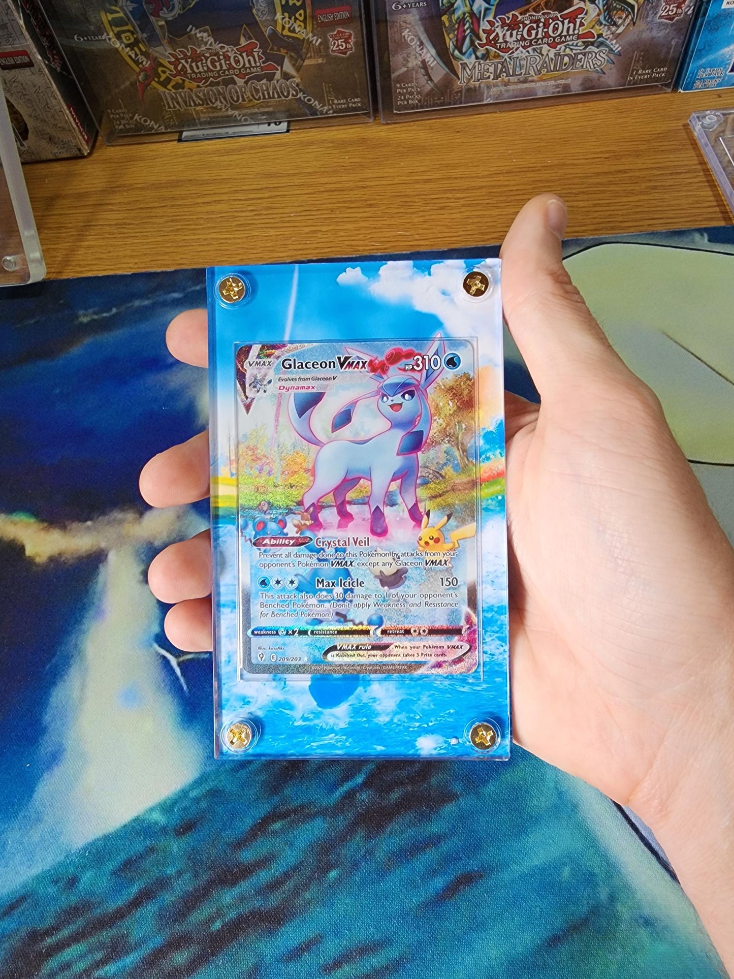 x2 Pokemon Glaceon V & Vmax Alt Art 175/203 209/203 Evolving Skies Custom Case Slab