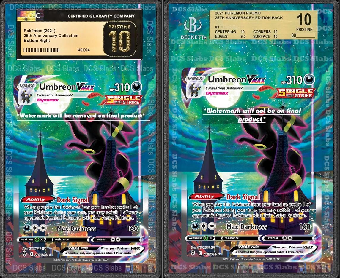 Umbreon VMAX Alt Art 215/213 CGC BGS Display Extend Art for Graded Pokemon Slab Evolving Skies Moonbreon