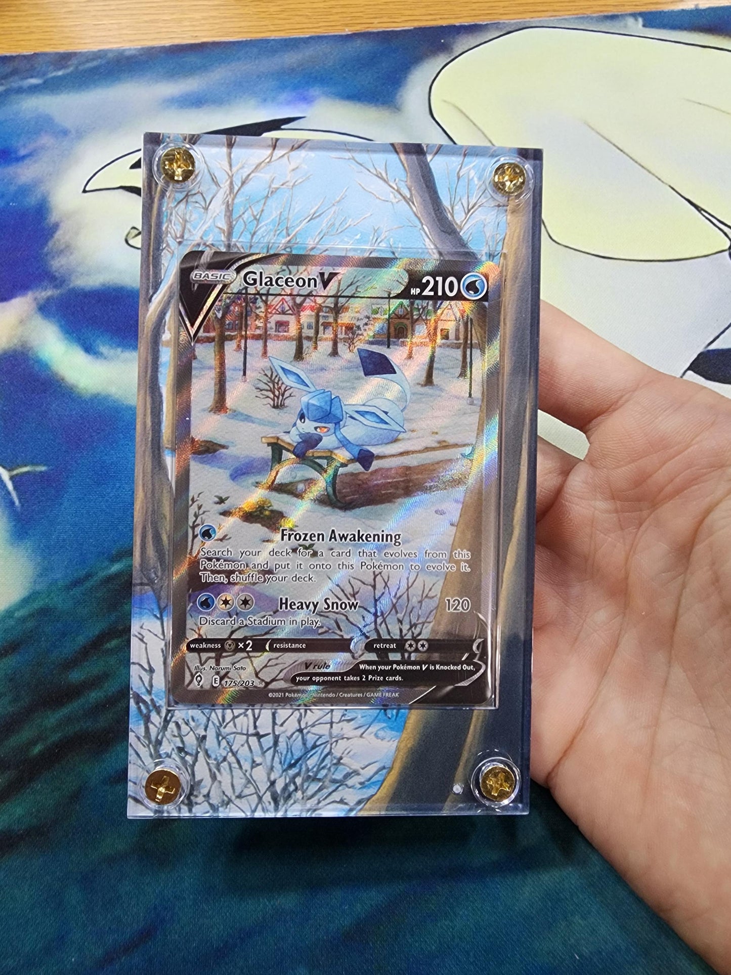 x2 Pokemon Glaceon V & Vmax Alt Art 175/203 209/203 Evolving Skies Custom Case Slab
