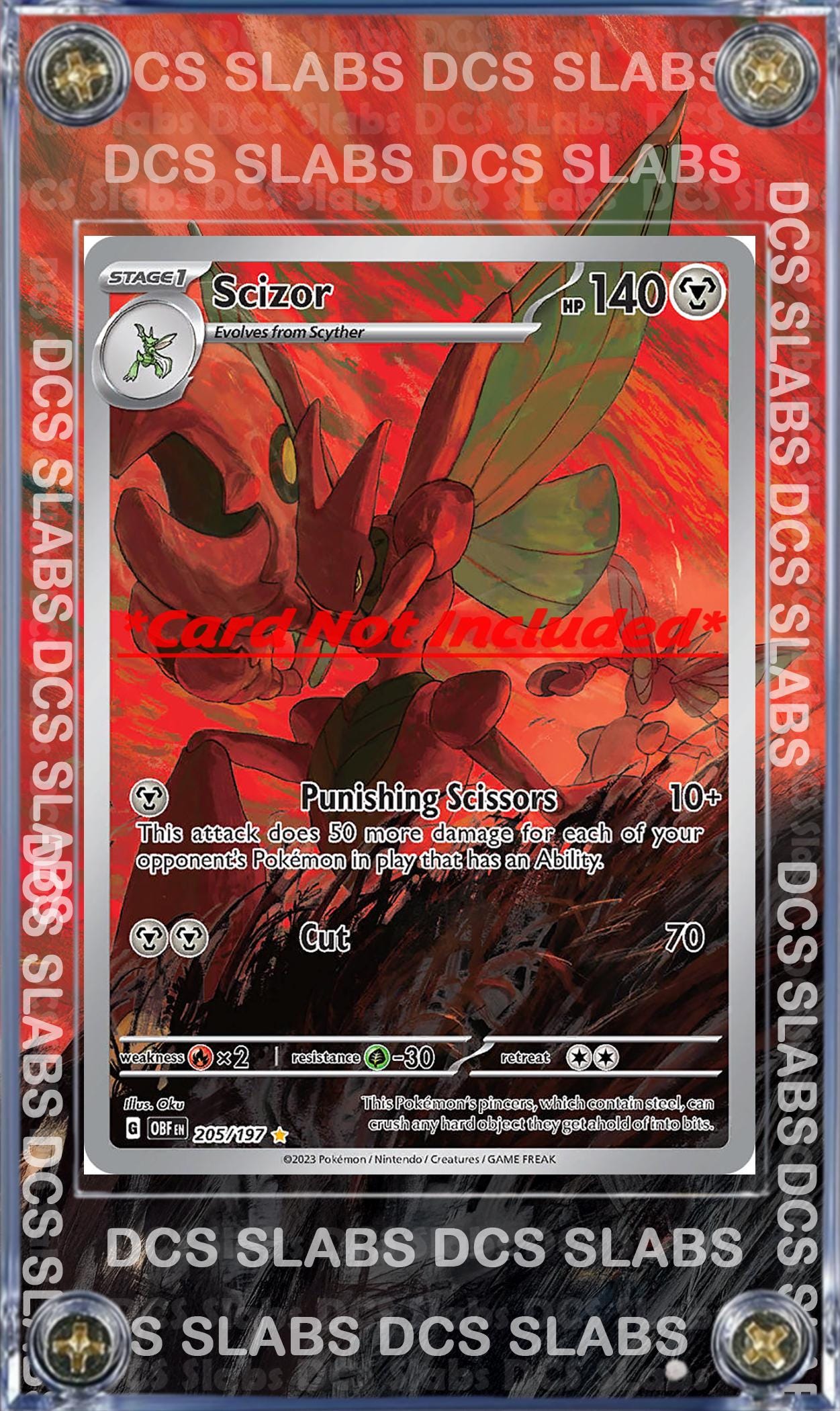 Pokemon Scizor IR 205/197 Obsidian Flames Custom Display Case Slab