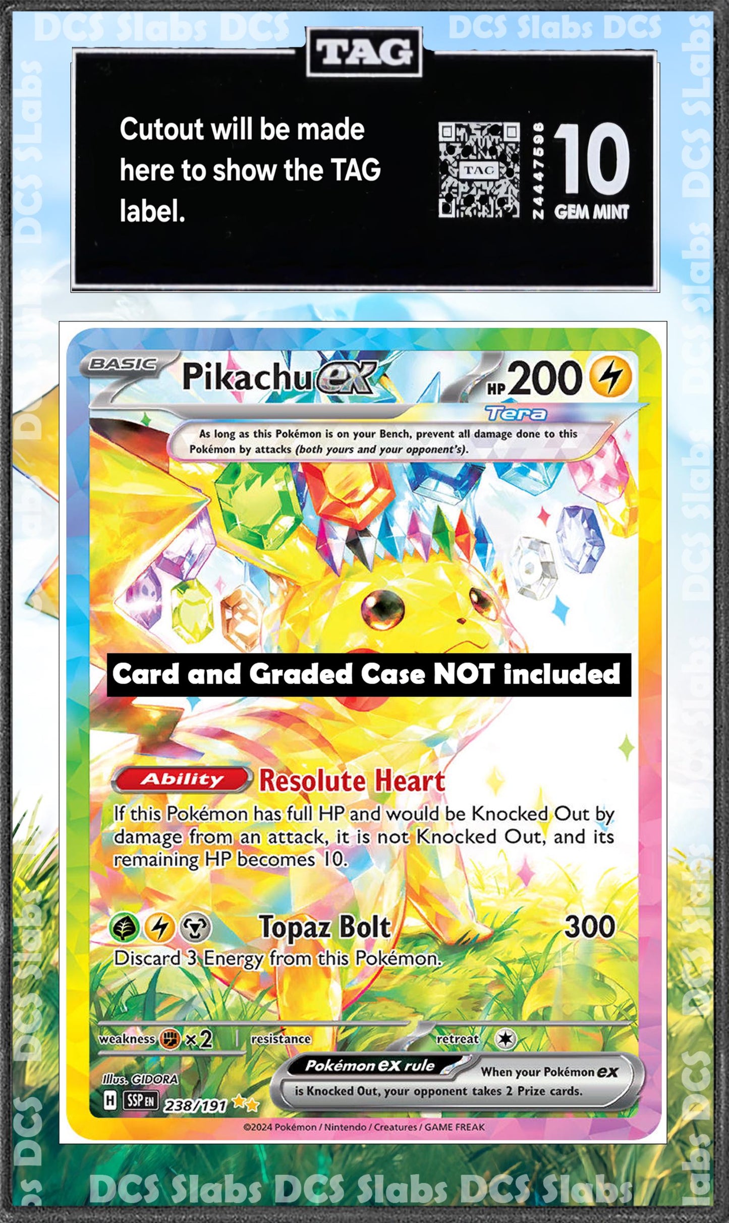 Pikachu 238/191 PSA bgs CGC tag Extended Artwork Pokemon TCG from Surging Sparks