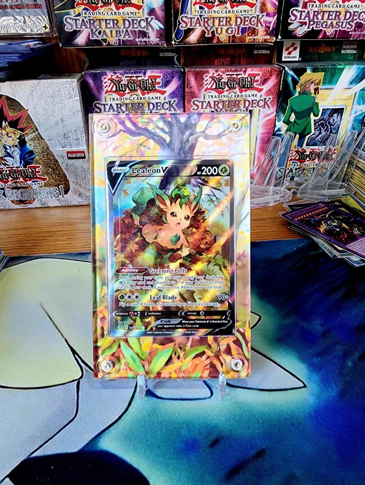 x2 Pokemon Leafeon V & Vmax Alt Art 205/203 167/203 Evolving Skies Custom Display Cases