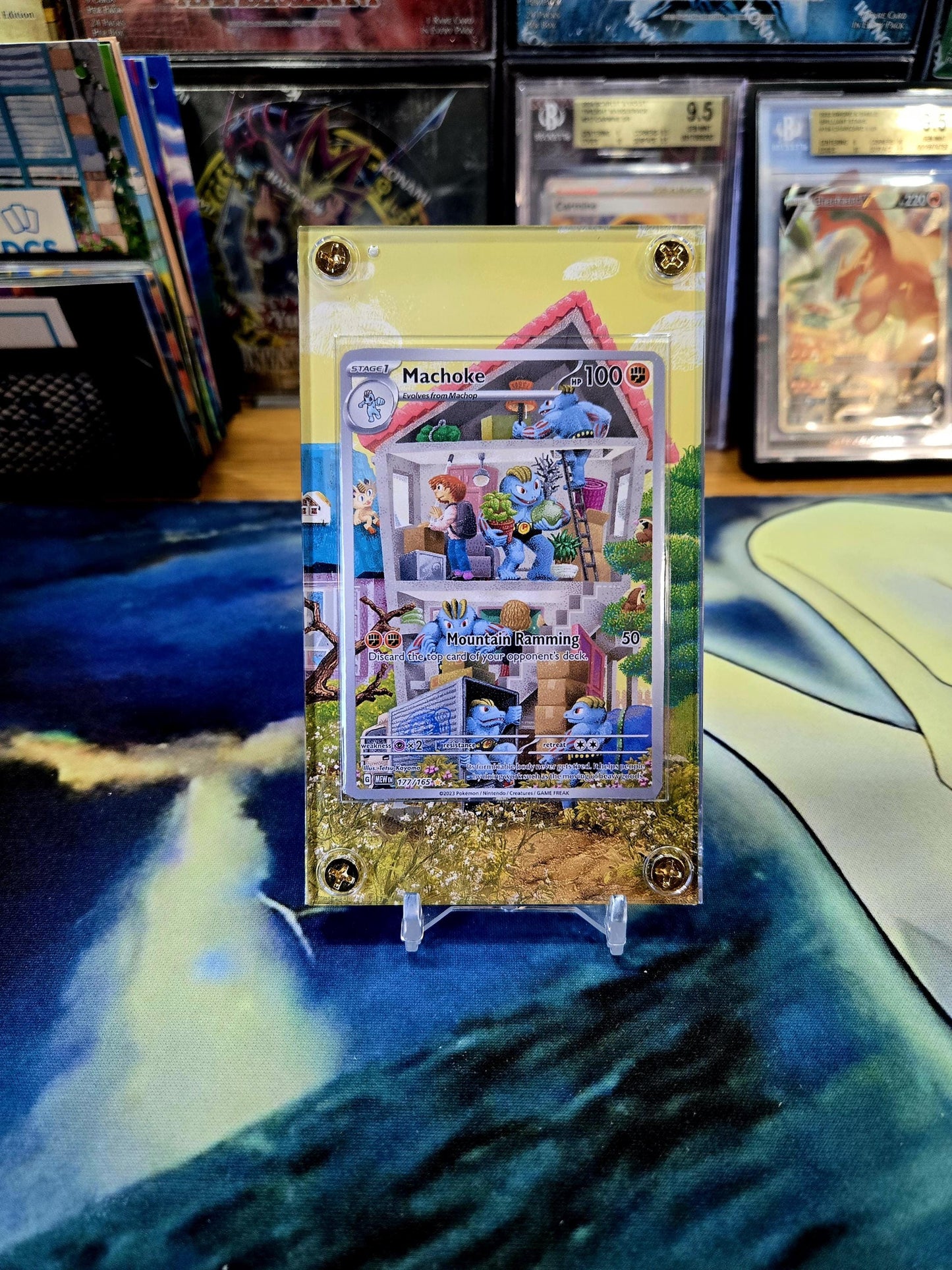 x10 Pokemon 151 IR Custom Display Cases - Nidoking, Dragonaire, Poliwhirl, Psyduck, Tangela, Pikachu, Mr Mime, Machoke, & Caterpie