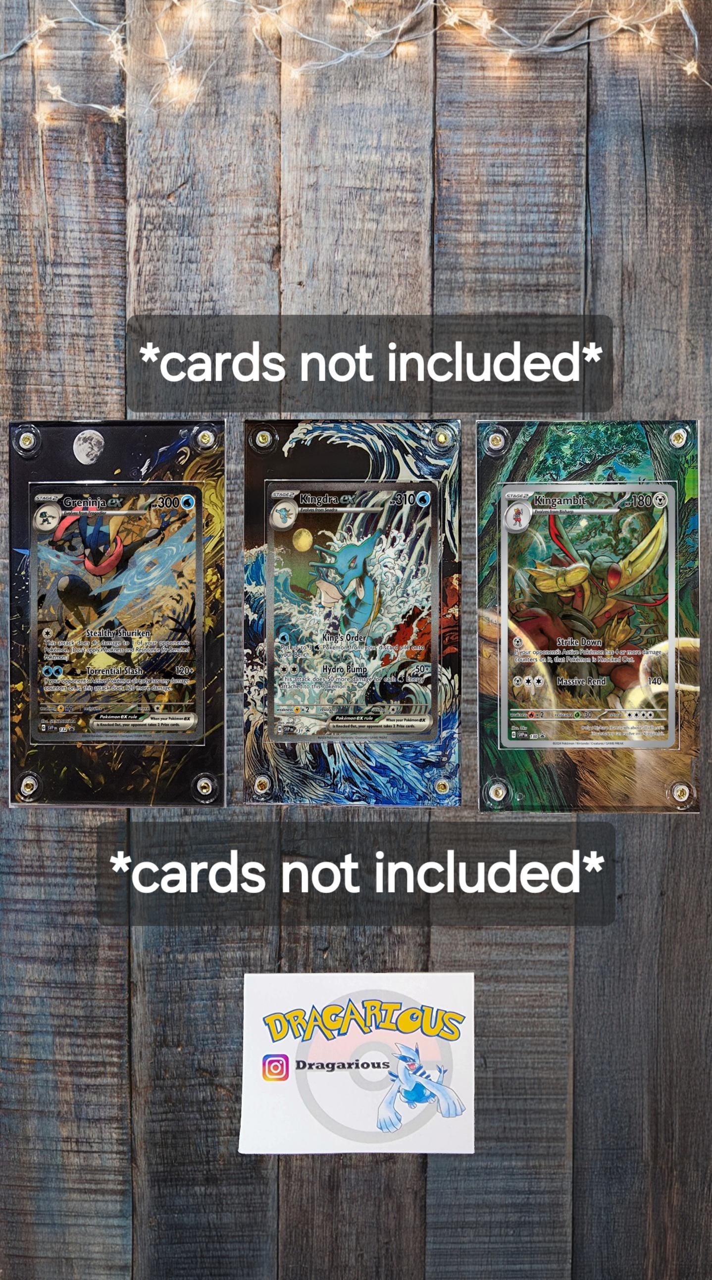 X3 Pokemon Greninja, Kingdra EX, Kingambit 130 SIR Promo 131 132 SV Shrouded Fable Custom Cases
