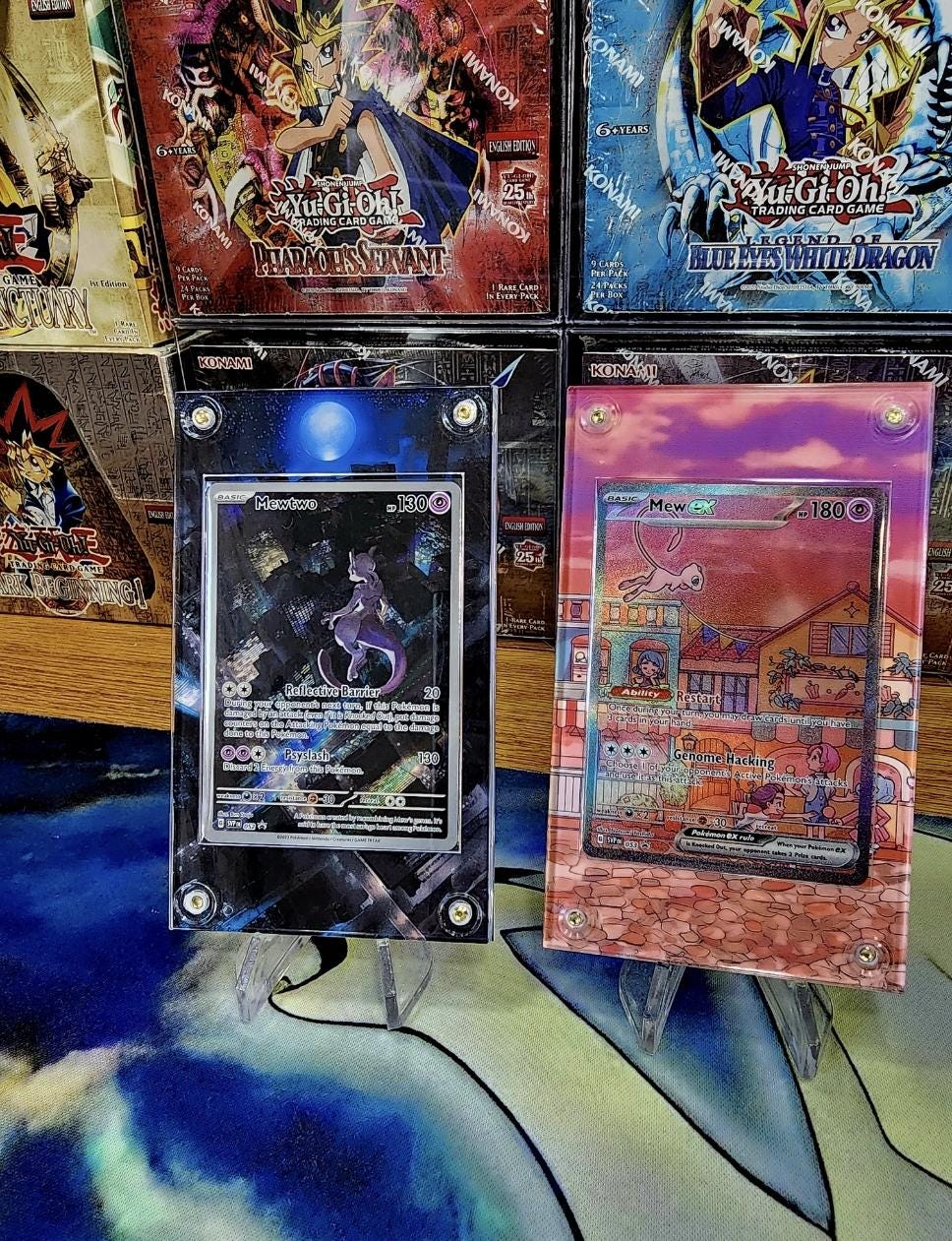 x2 Pokemon Mewtwo & Mew 151 Promo 052 and 053 Custom Display Cases
