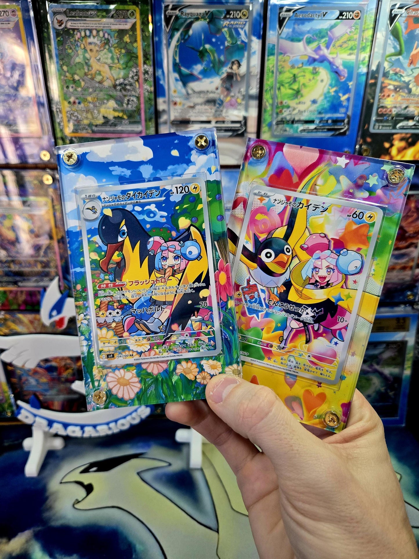 x2 Pokemon Iono's Wattrell Promo Iono's Killowattrel 104 Custom Display Case Extended Artworks