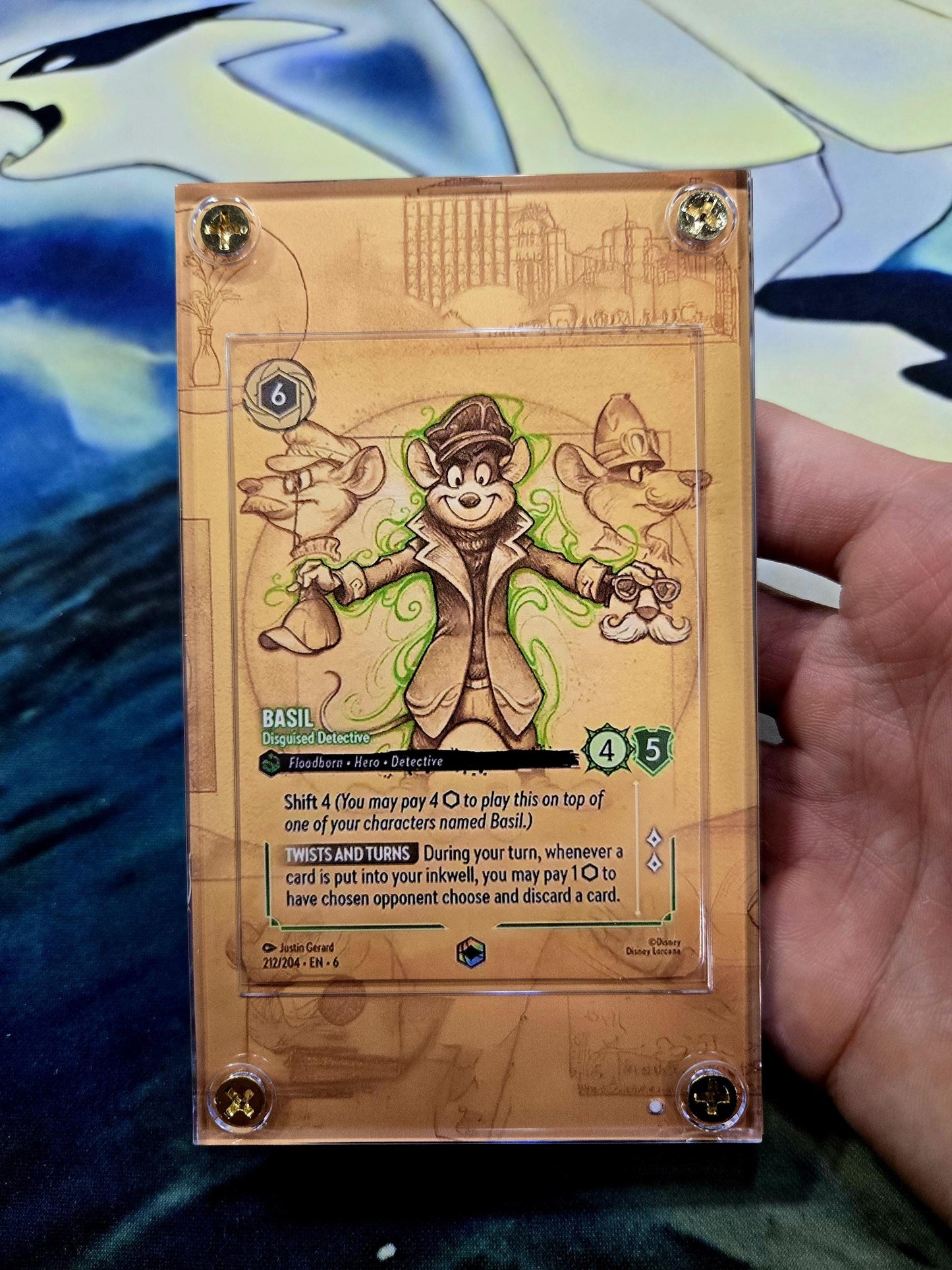 Disney Lorcana Azurite Sea Basil Disguised Detective 212/204 Enchanted Chapter 6 Custom Case