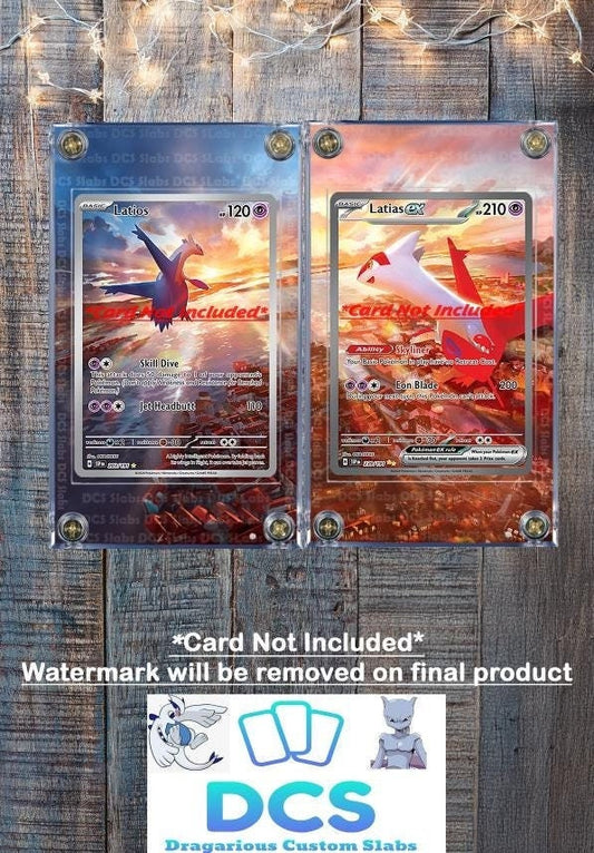 x2 Pokemon Latias EX 239/191 & Latios 203 Custom Display Case from Surging Sparks
