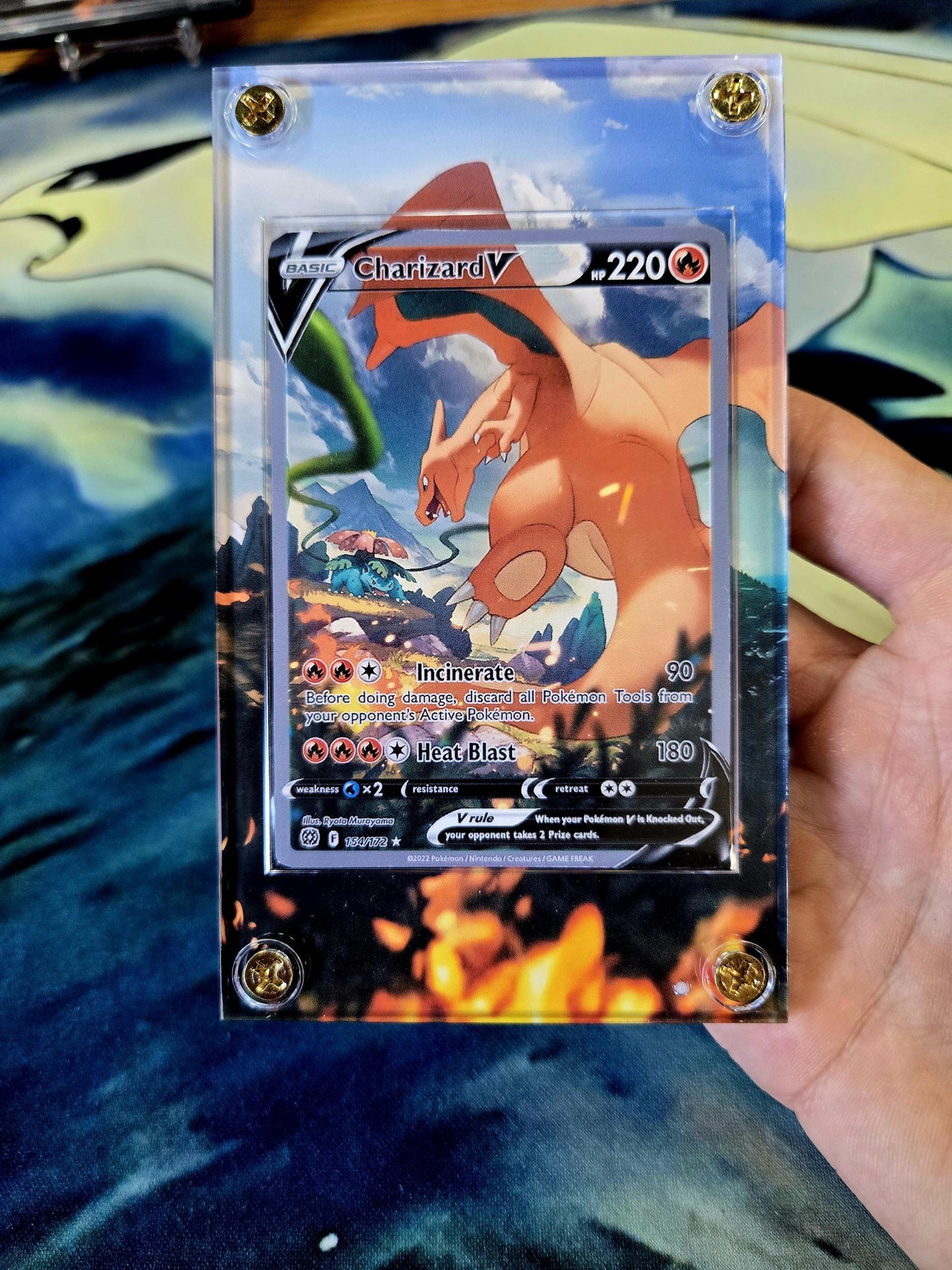 Pokemon Charizard V Alt Art 154/172 Brialliant Stars Custom Display Case Slab