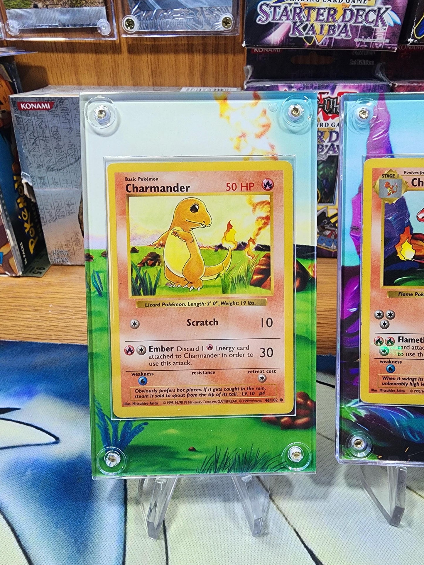 Pokemon Charmander, Charmeon, Charizard Base Set 2 Custom Display Cases