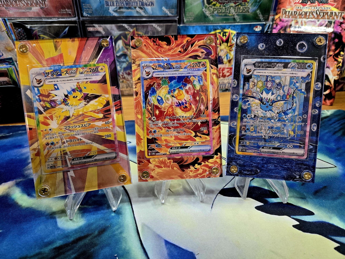 x3 Pokemon Card Jolteon, Vaporeon, Flareon EX SAR 209 202 205/187 sv8a Terastal Festival Pristmatic Evolutions Custom Cases