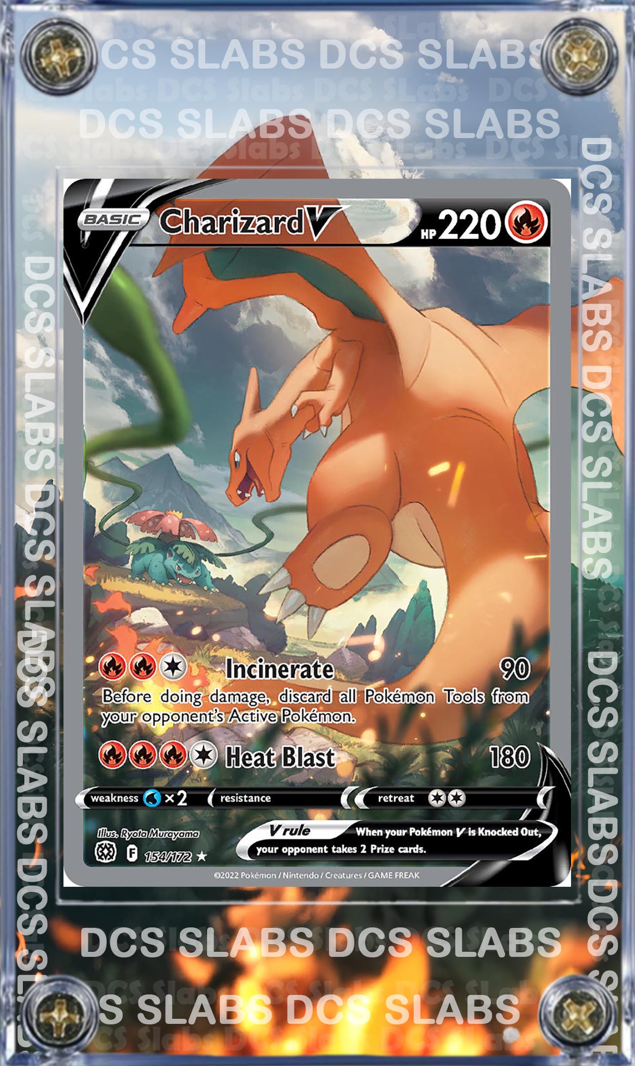 Pokemon Charizard V Alt Art 154/172 Brialliant Stars Custom Display Case Slab