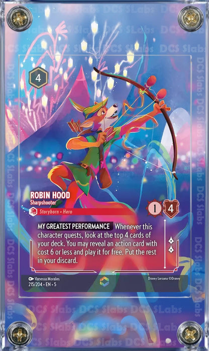 Disney Lorcana Shimmering Skies Robin Hood Sharpshooter 215/204 Enchanted  Chapter 5 Custom Case