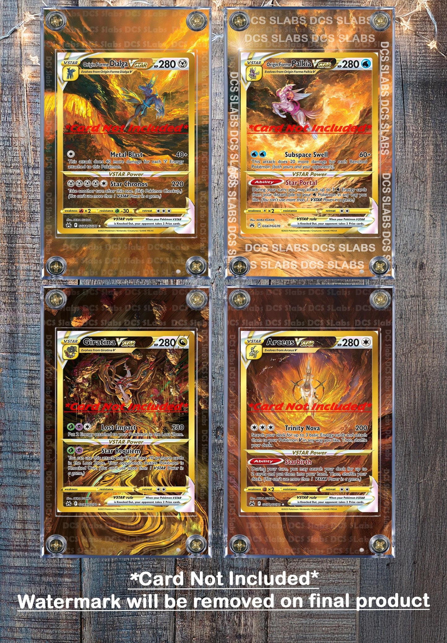 X4 Pokemon Giratina, Palkia, Arceus, Dialga, VSTAR Galarian Gallery GG67 GG68 GG69 GG70 Custom Display Cases from Crown Zenith