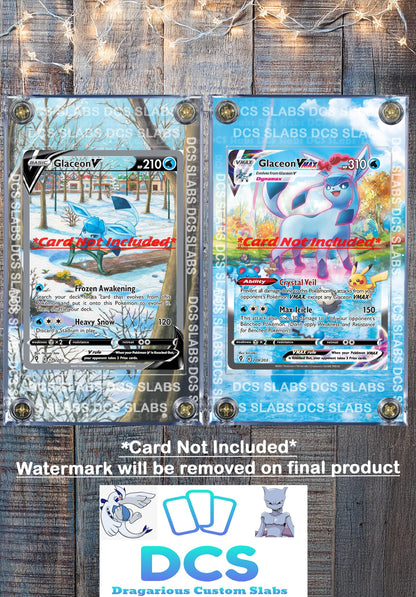 x2 Pokemon Glaceon V & Vmax Alt Art 175/203 209/203 Evolving Skies Custom Case Slab