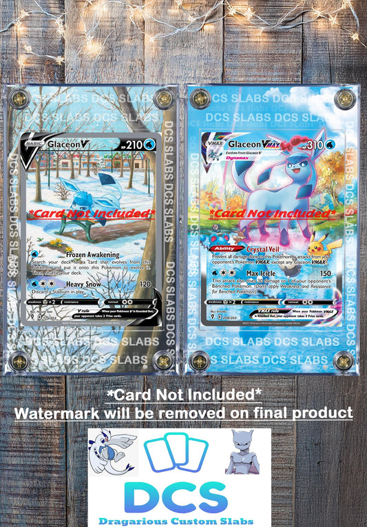 x2 Pokemon Glaceon V & Vmax Alt Art 175/203 209/203 Evolving Skies Custom Case Slab