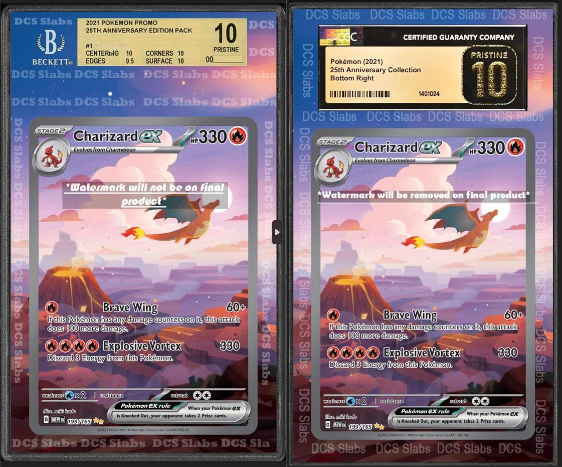 Charizard Ex SIR 199/165 CGC BGS Display Extend Art for Graded Pokemon 151 Slab