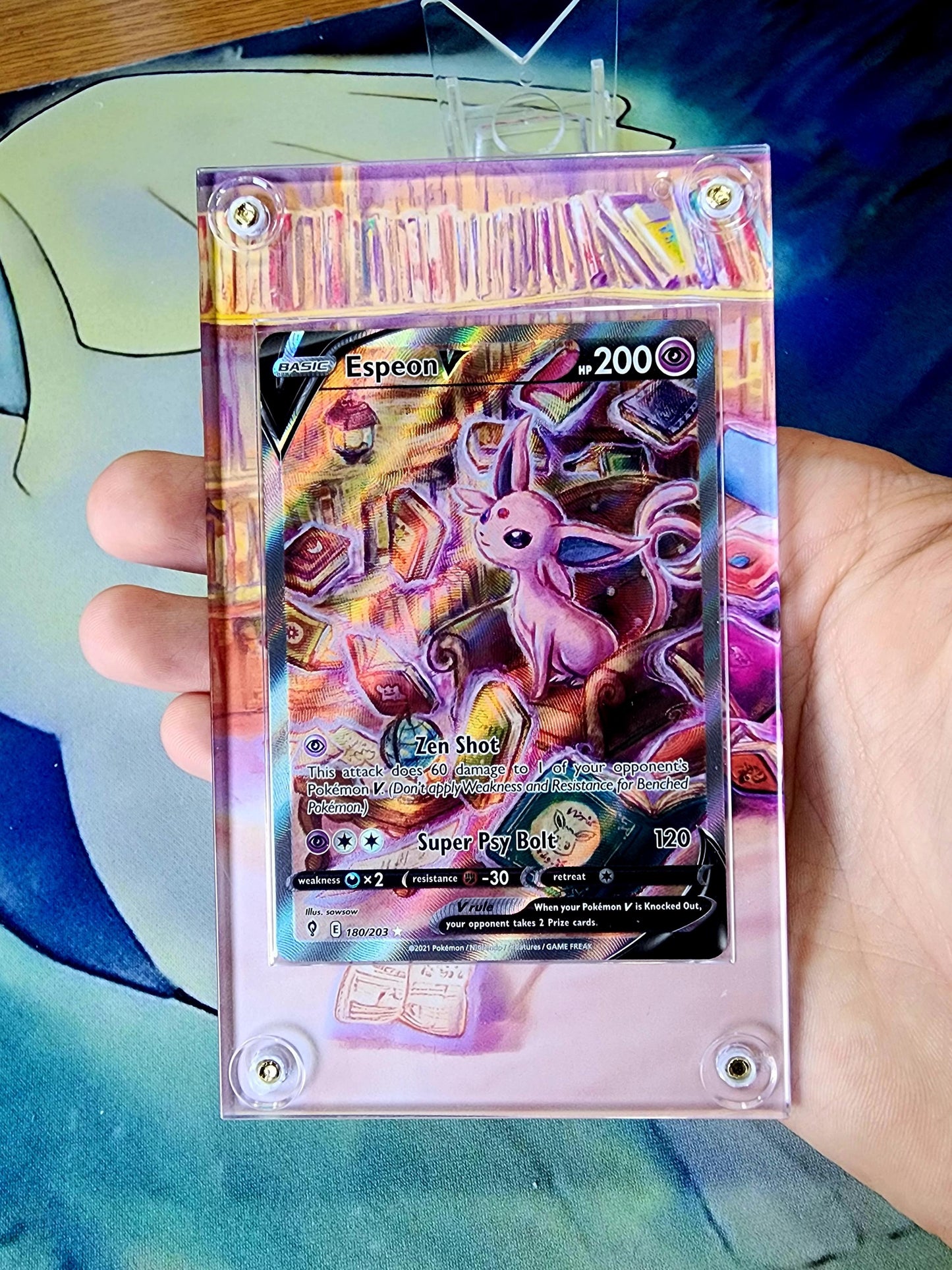 Pokemon Espeon V Alt Art 180/203 Evolving Skies Custom Display Case Slab