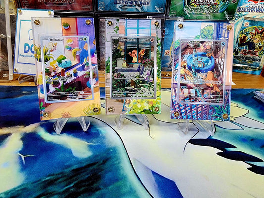 X3 Pokemon Bulbasaur Squirtle Charmander Stellar Crown Obsidian Flames SVG IR AR 050/049 Card Custom Display Cases.