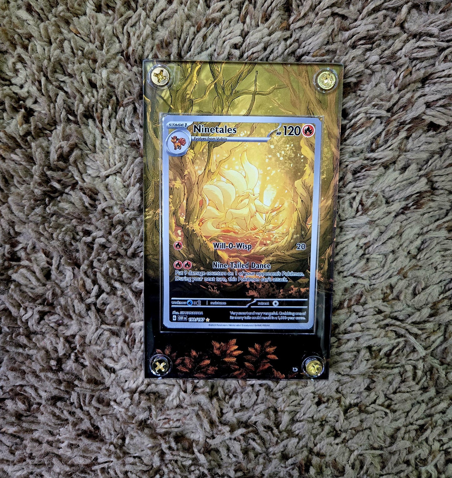 Pokemon Ninetales IR 199/197 Obsidian Flames Custom Display Case Slab