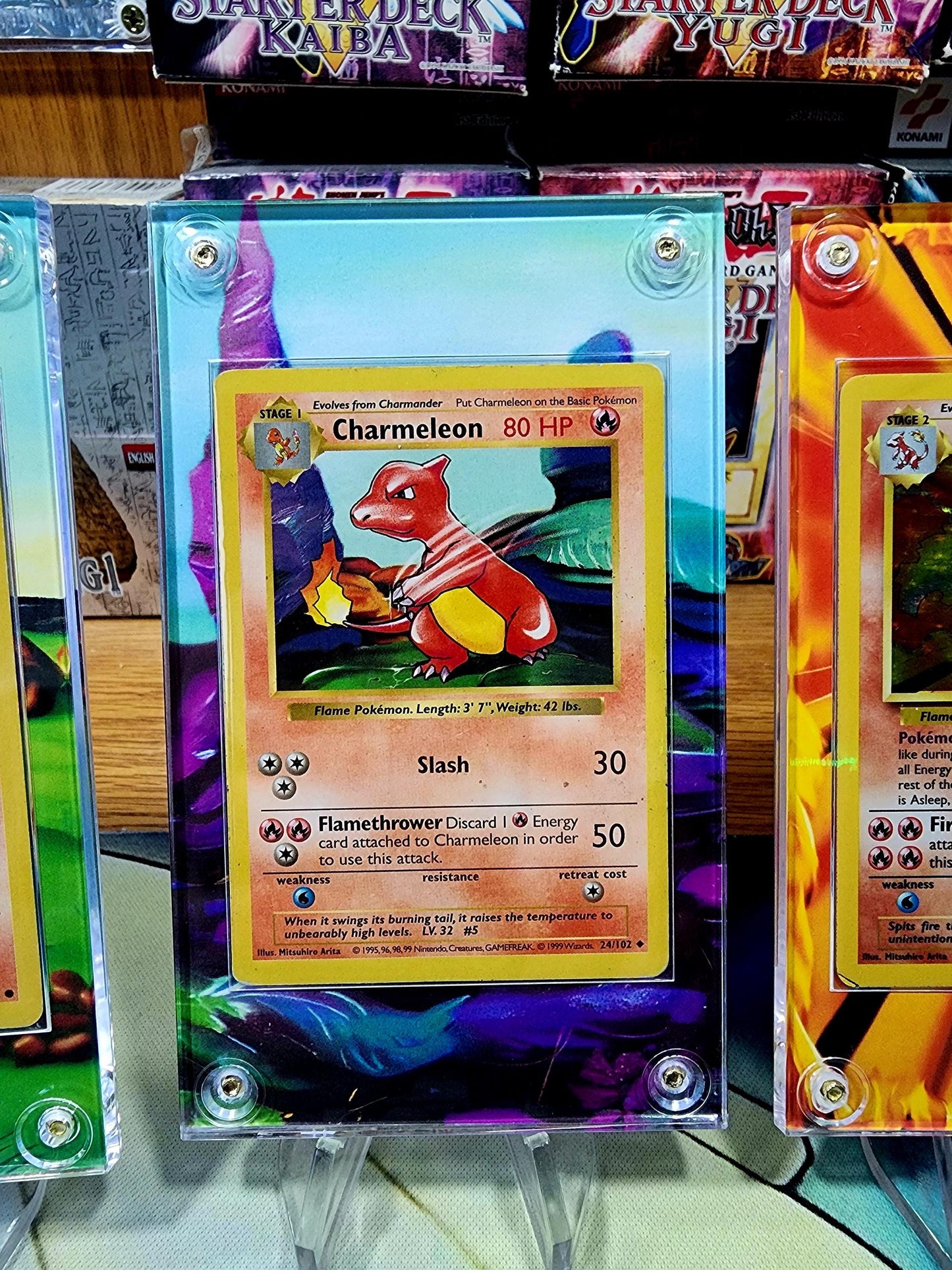 Pokemon Charmander, Charmeon, Charizard Base Set 2 Custom Display Cases