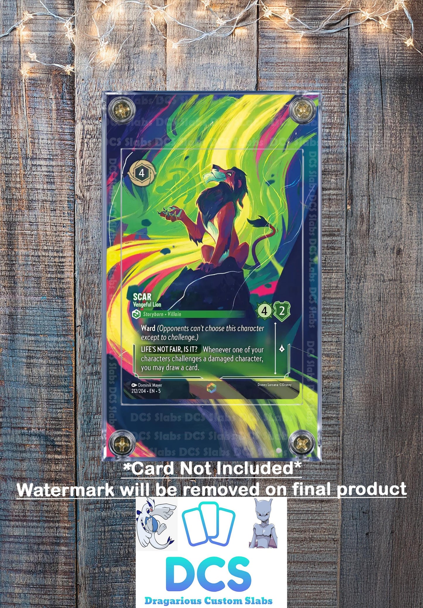 Disney Lorcana Shimmering Skies Scar Vengeful Lion 212/202 Enchanted Chapter 5 Custom Case