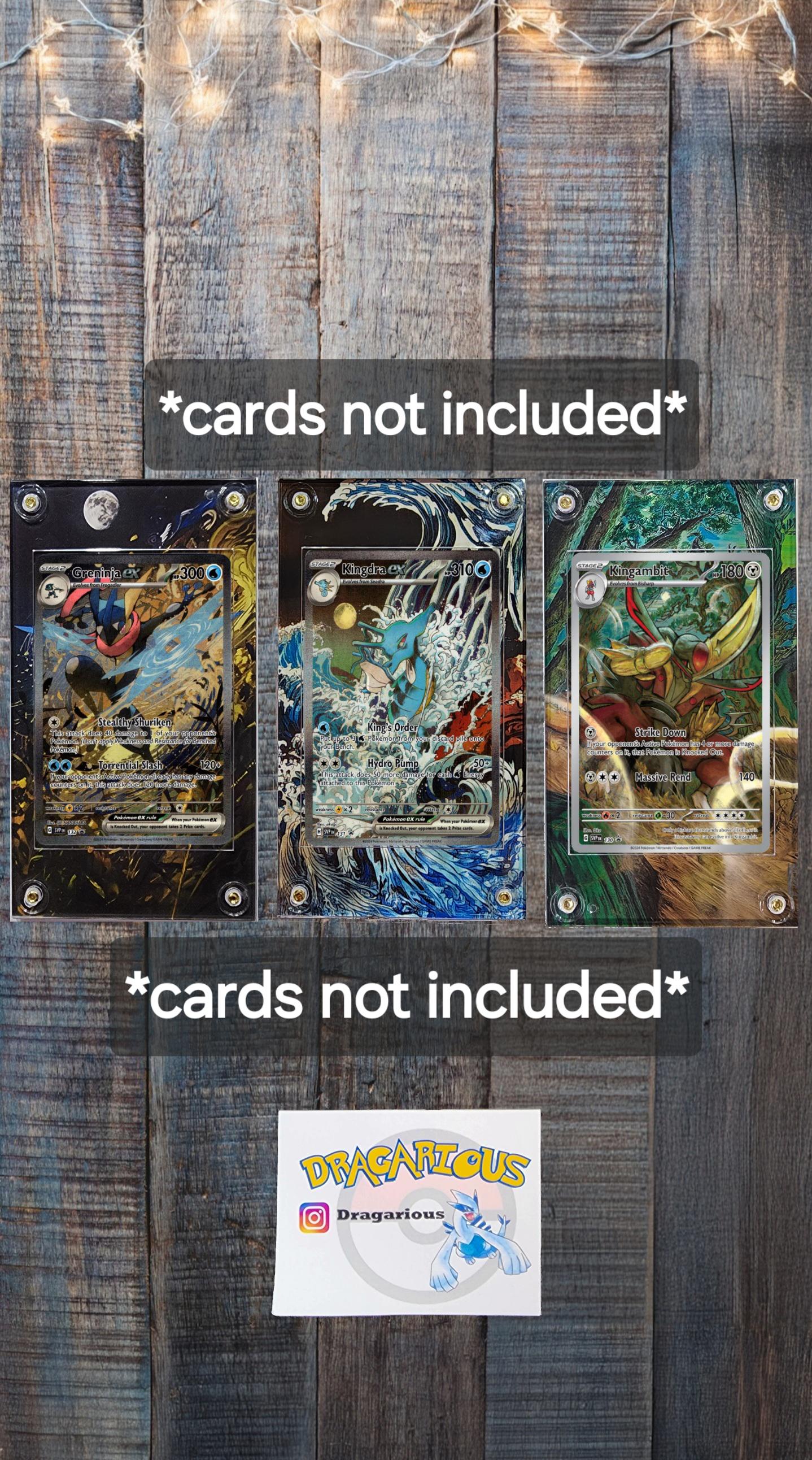 X3 Pokemon Greninja,  Kingdra EX, Kingambit 130 SIR Promo 131 132 SV Shrouded Fable Custom Cases